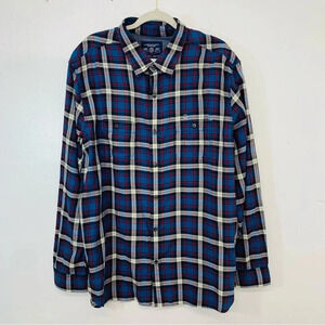 American Eagle Shirt Men XXXL 3X  Blue Plaid Long Sleeve Cotton Athletic Fit NEW